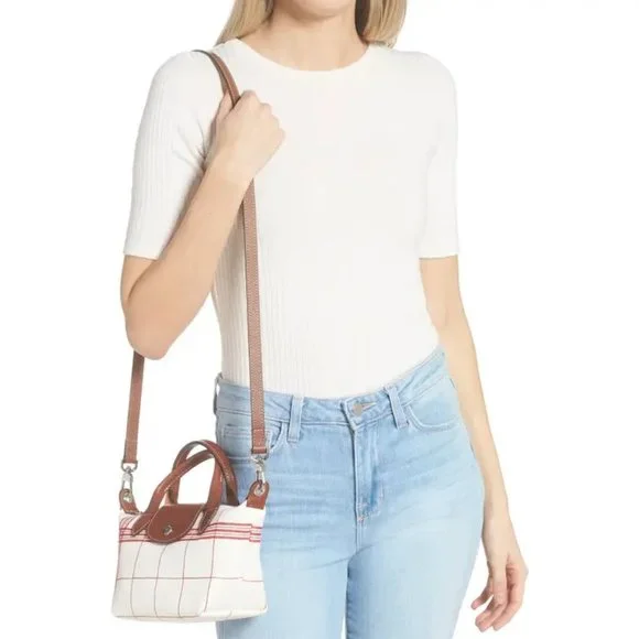 ❤️ NWT LONGCHAMP Le Pliage XS Canvas Crossbody Satchel Bag Torchon RED AUTHENTIC - Picture 5 of 16